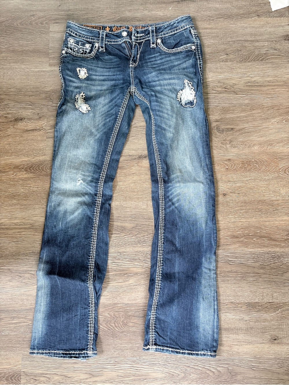 Rock Revival Women's Distressed Blue Boot Cut Jeans